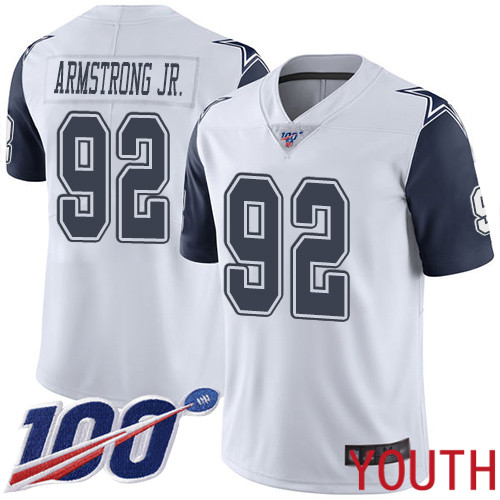 Youth Dallas Cowboys Limited White Dorance Armstrong Jr. #92 100th Season Rush Vapor Untouchable NFL Jersey->youth nfl jersey->Youth Jersey